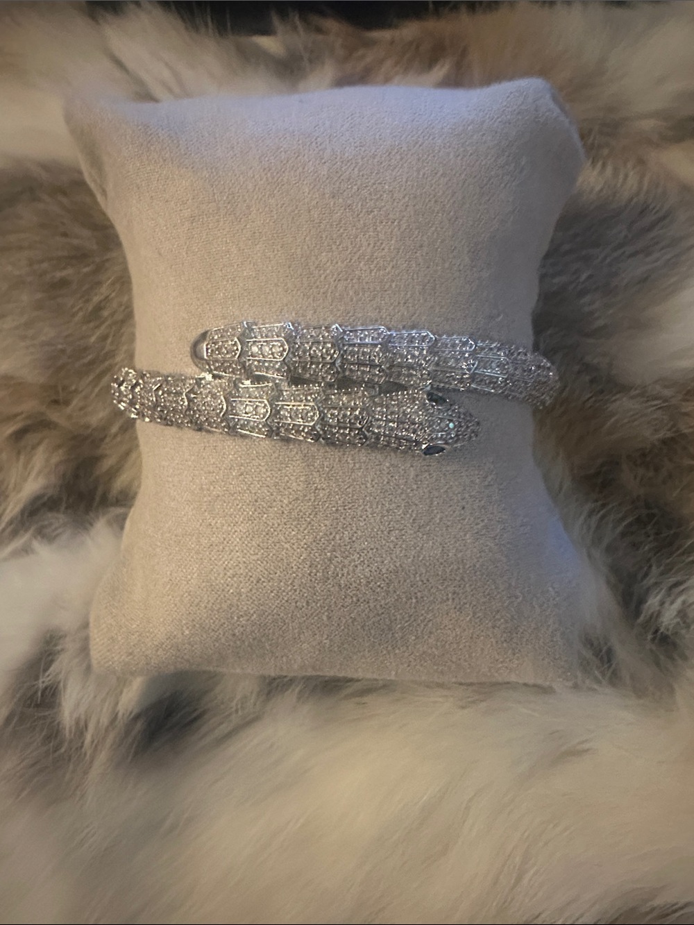 LSJ CZ Pave Double-Row Snake Bracelet